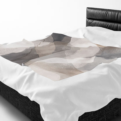 Neutral Abstract Watercolor Blanket | Modern Geometric Waves Throw