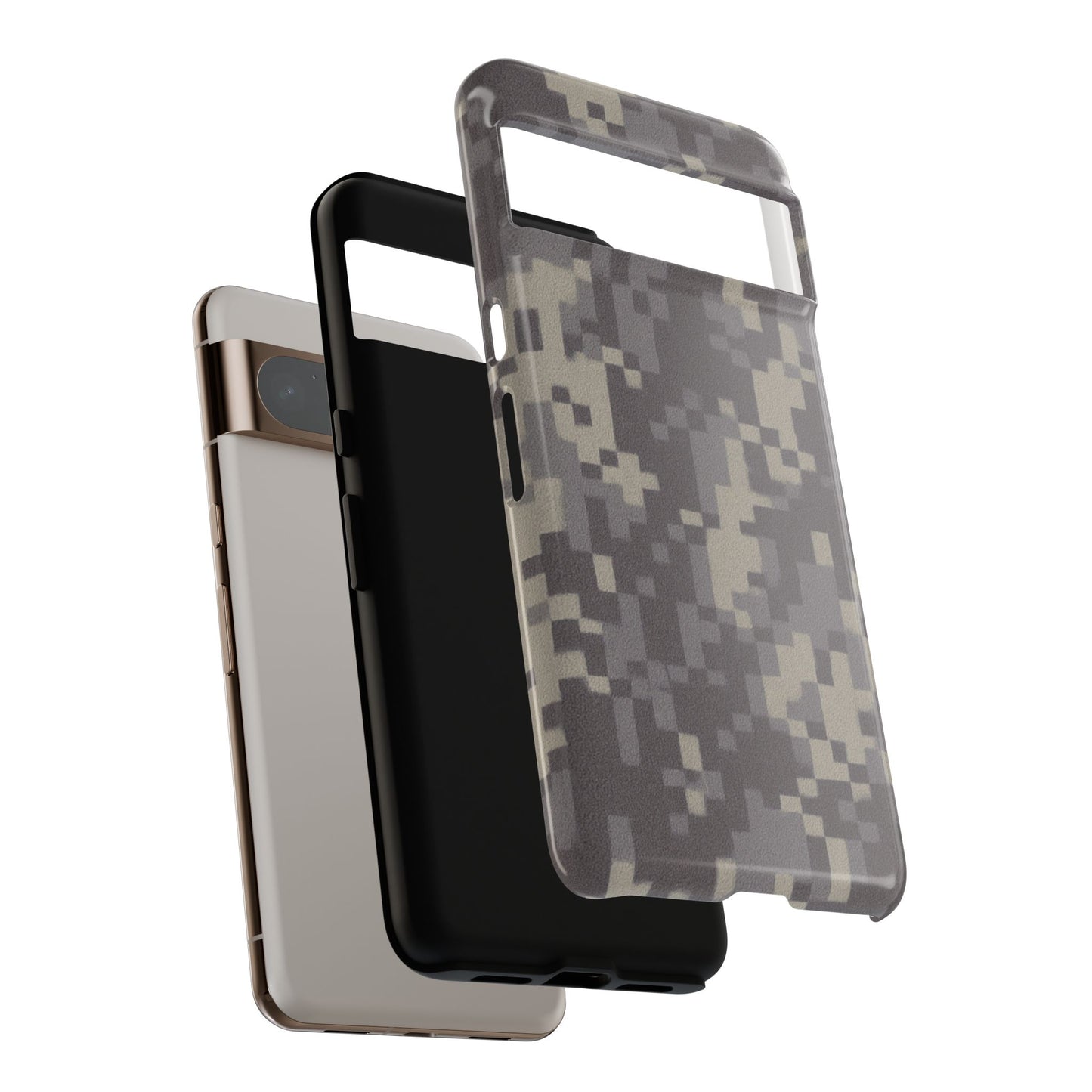 Rugged digital camo print phone case from Printify offering durable protection for smartphones.