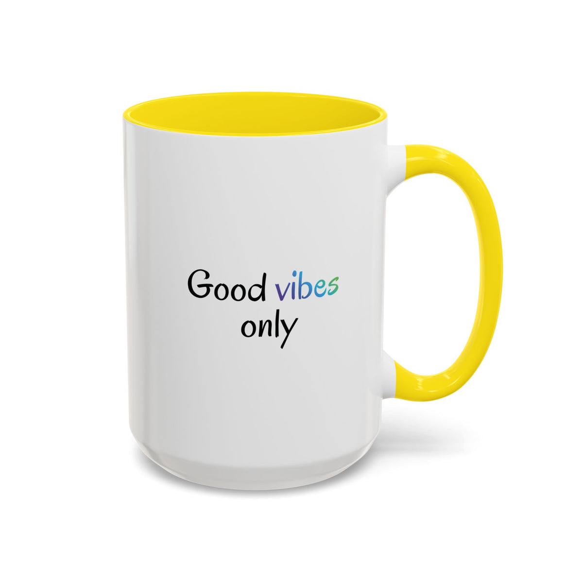 Printify Good Vibes Only coffee mug with positive morning quote, white ceramic tea cup with modern design and inspirational message.