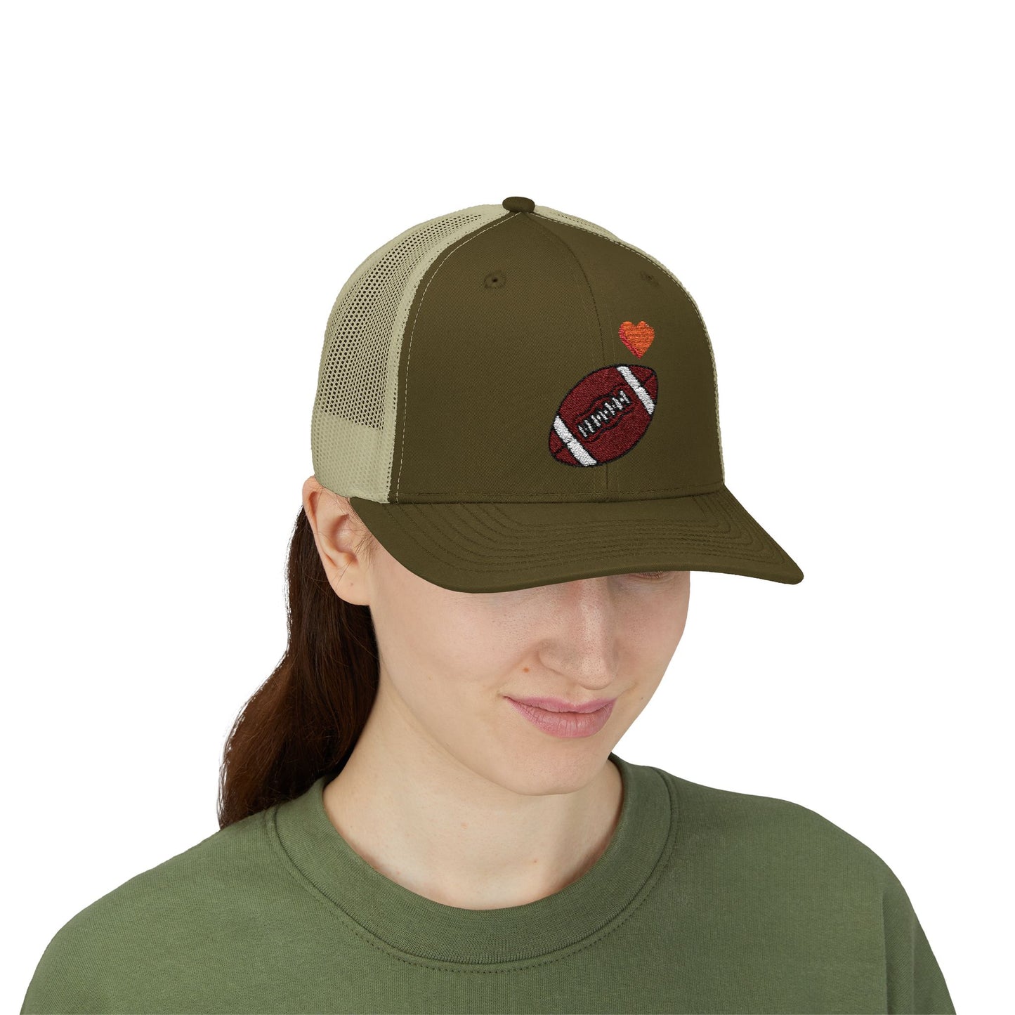 Football Love Snapback Trucker Cap, Sports Hat, Gift for Sports Fans, Casual Wear, Outdoor Activities - TRV
