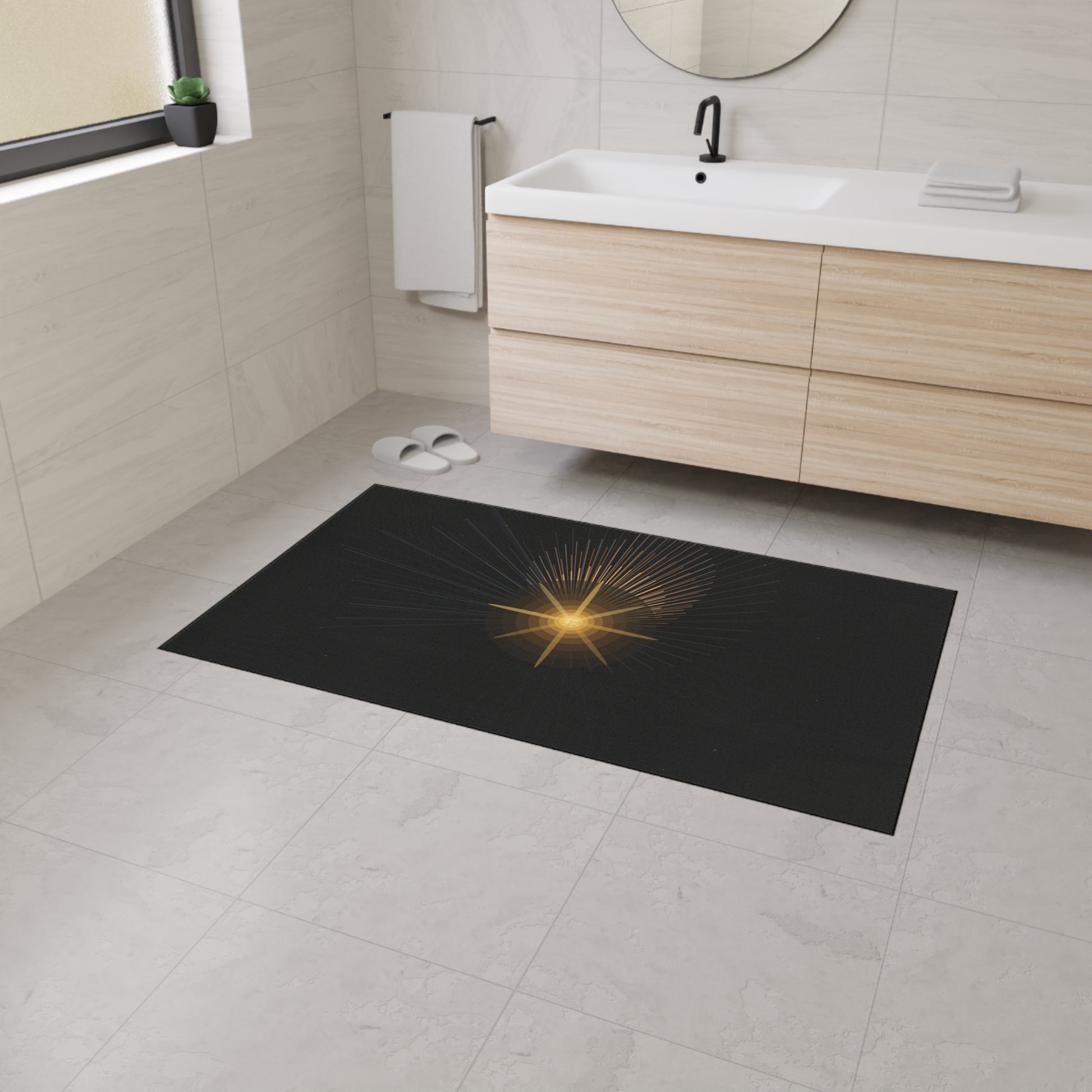 Radiant Star Burst Floor Mat | Black Entrance Rug - TRV