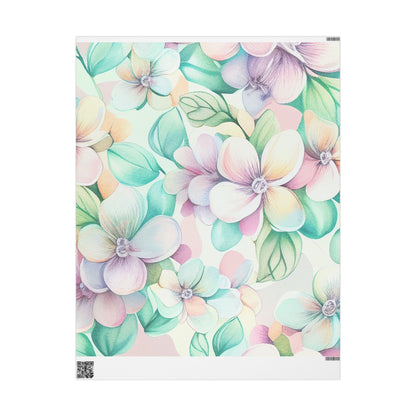 Floral Pastel Wrapping Paper Roll — Watercolor Hydrangea Gift Wrap