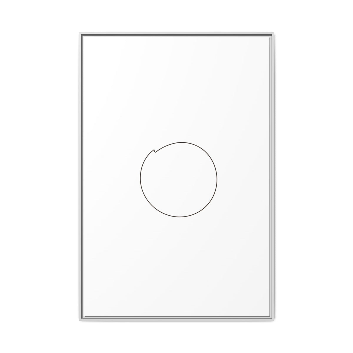 Framed matte canvas wall art featuring a minimal circular line design, by Printify, with clean, modern aesthetic.
