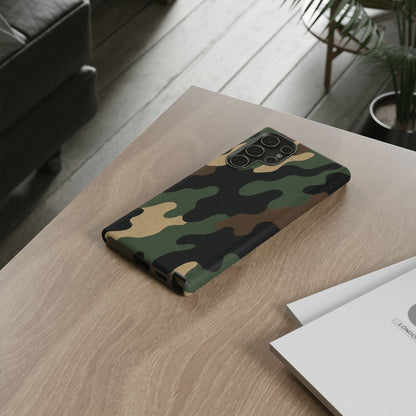 Military green camo tough phone case by Printify, rugged protective cover for smartphones with a durable design.