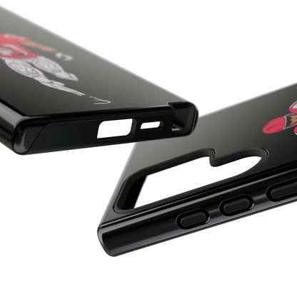 Black football player tough phone case for iPhone, protective sports-themed case by Printify featuring a dynamic athlete design.