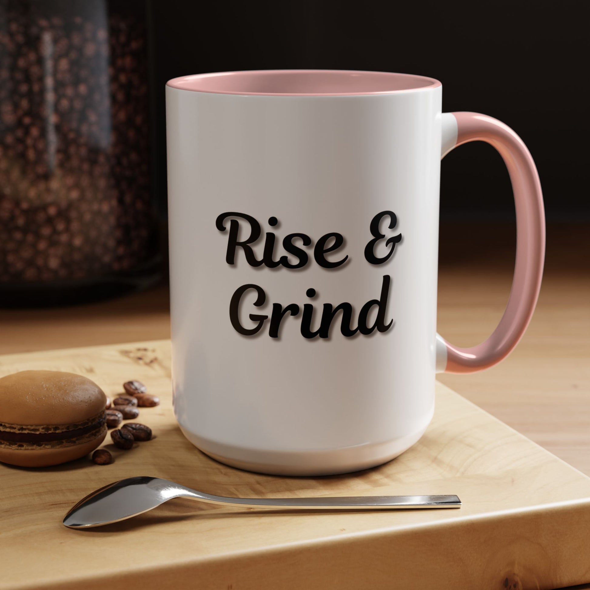Rise & Grind Coffee Mug – Motivational Black Accent Mug for Daily Inspiration - TRV
