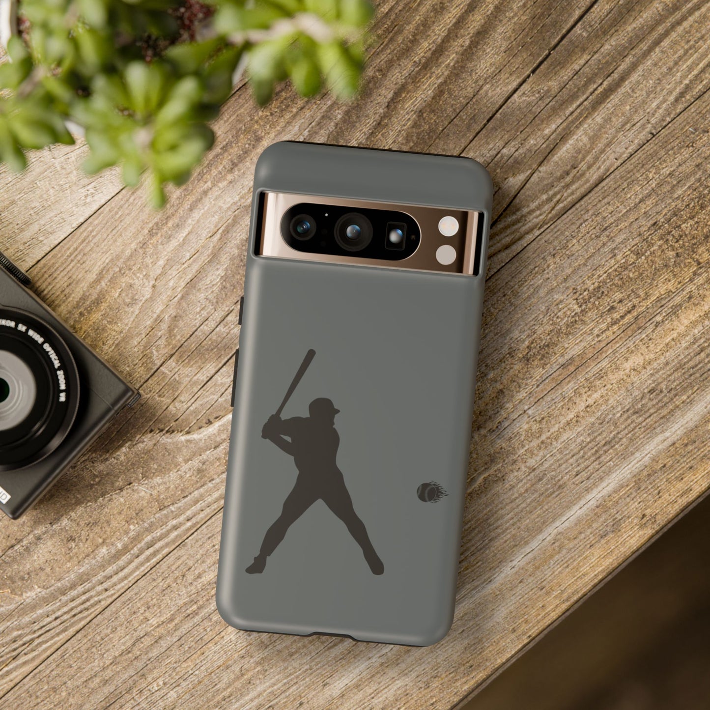 Black baseball silhouette tough phone case for iPhone, protective and sporty design by Printify.