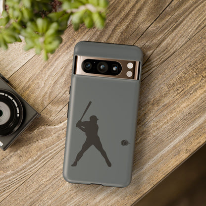 Black baseball silhouette tough phone case for iPhone, protective and sporty design by Printify.