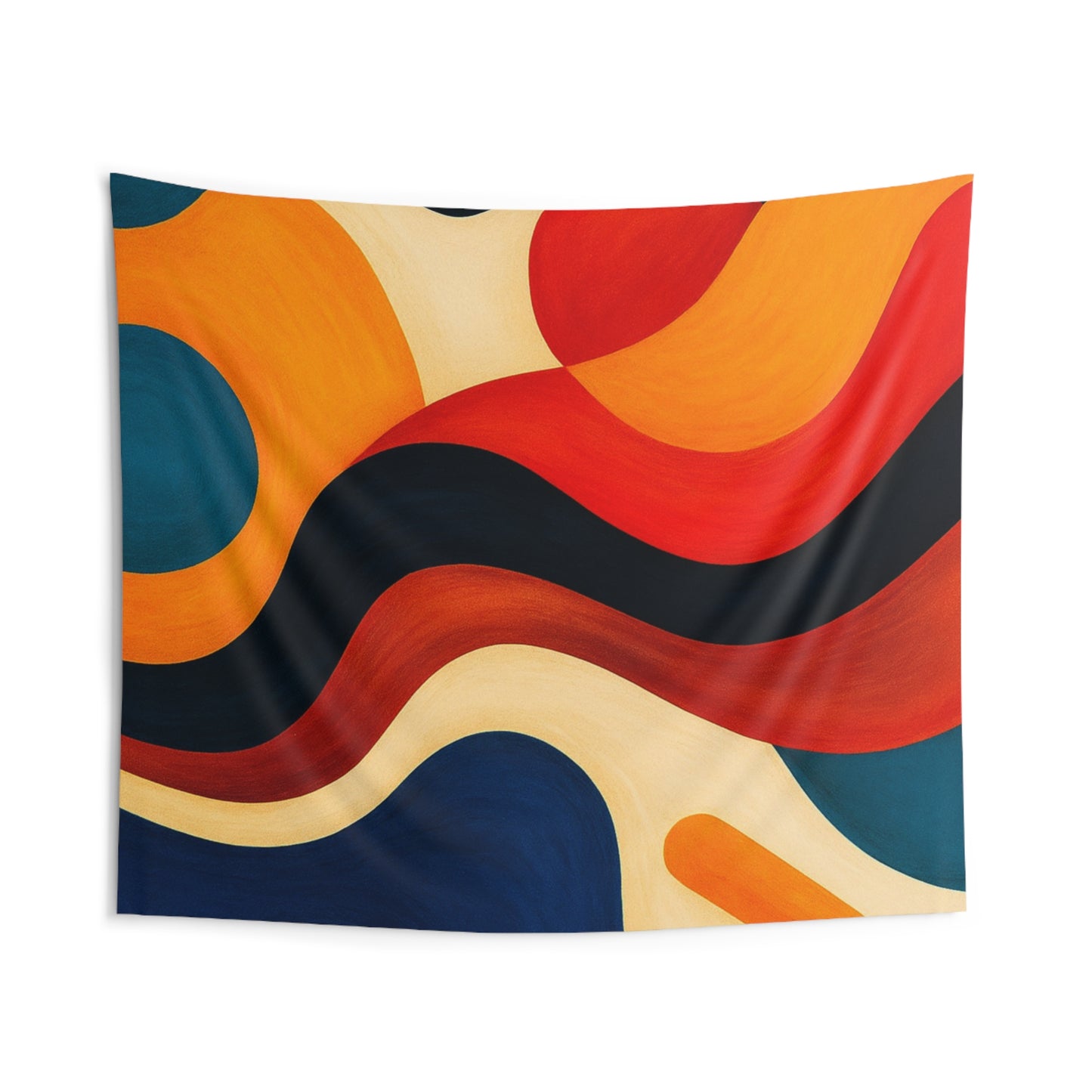 Abstract Retro Wave Tapestry — Colorful Mid-Century Wall Art for Living Room, Dorm, or Office