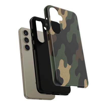 Rugged military green camo phone case by Printify protecting a smartphone with a tough, durable design.