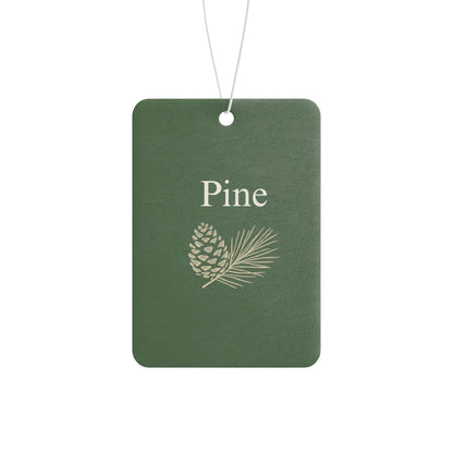 Green pinecone-shaped car air freshener with botanical scent and fabric tag, accessory by Printify for fresh vehicle interiors.