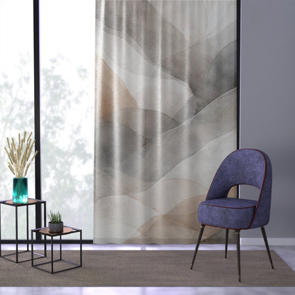 Abstract Watercolor Hills Window Curtain | Neutral Mountain Landscape