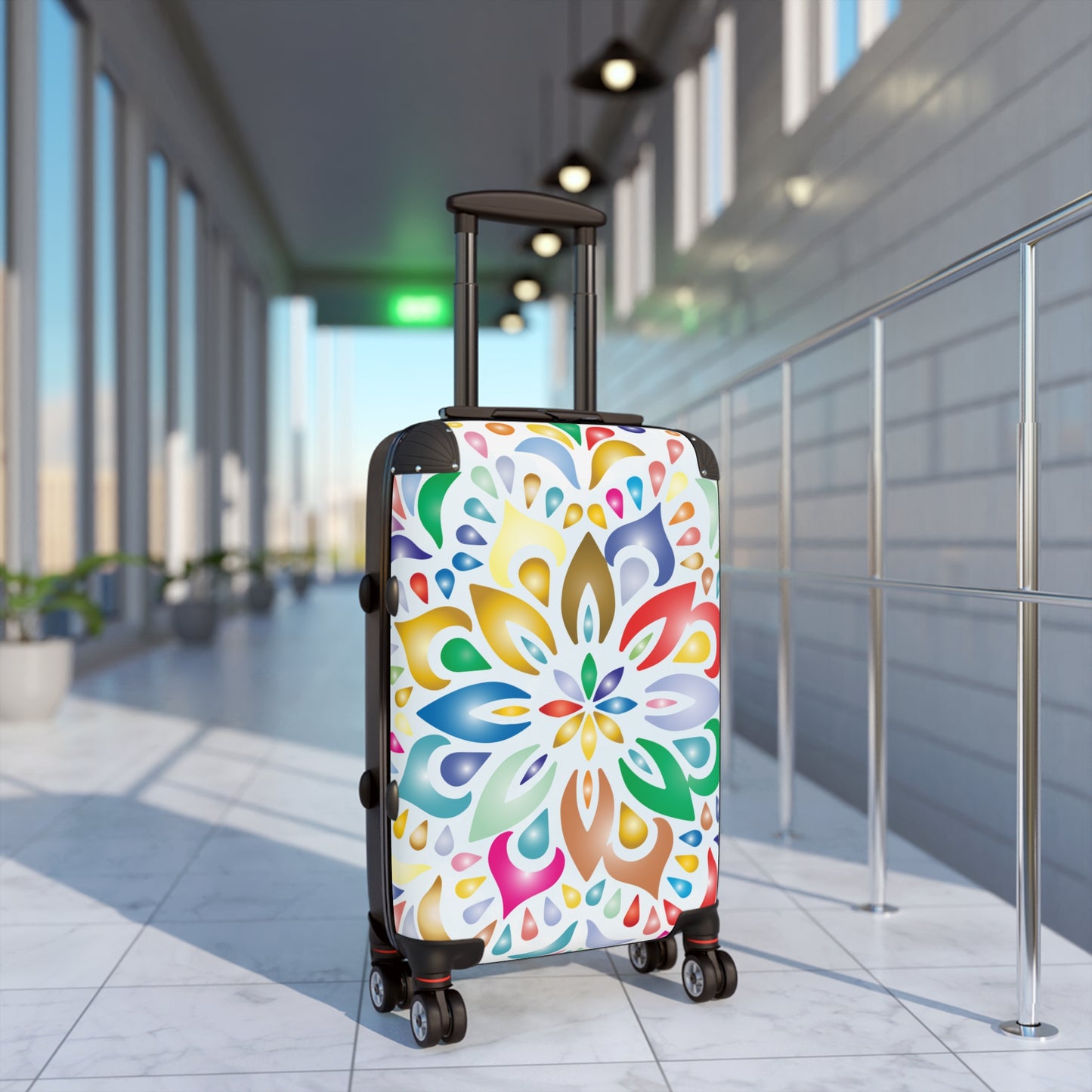 Colorful Mandala Carry-On Suitcase — Vibrant Floral Travel Luggage