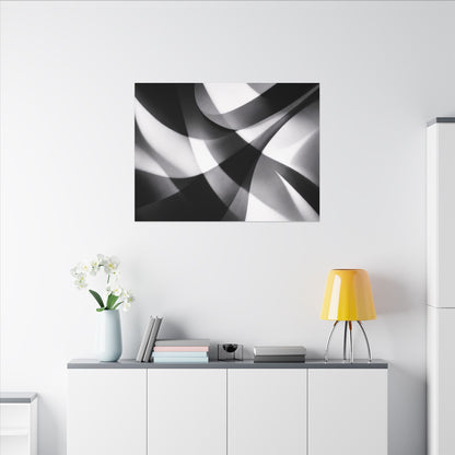 Abstract Black and White Swirl Matte Canvas