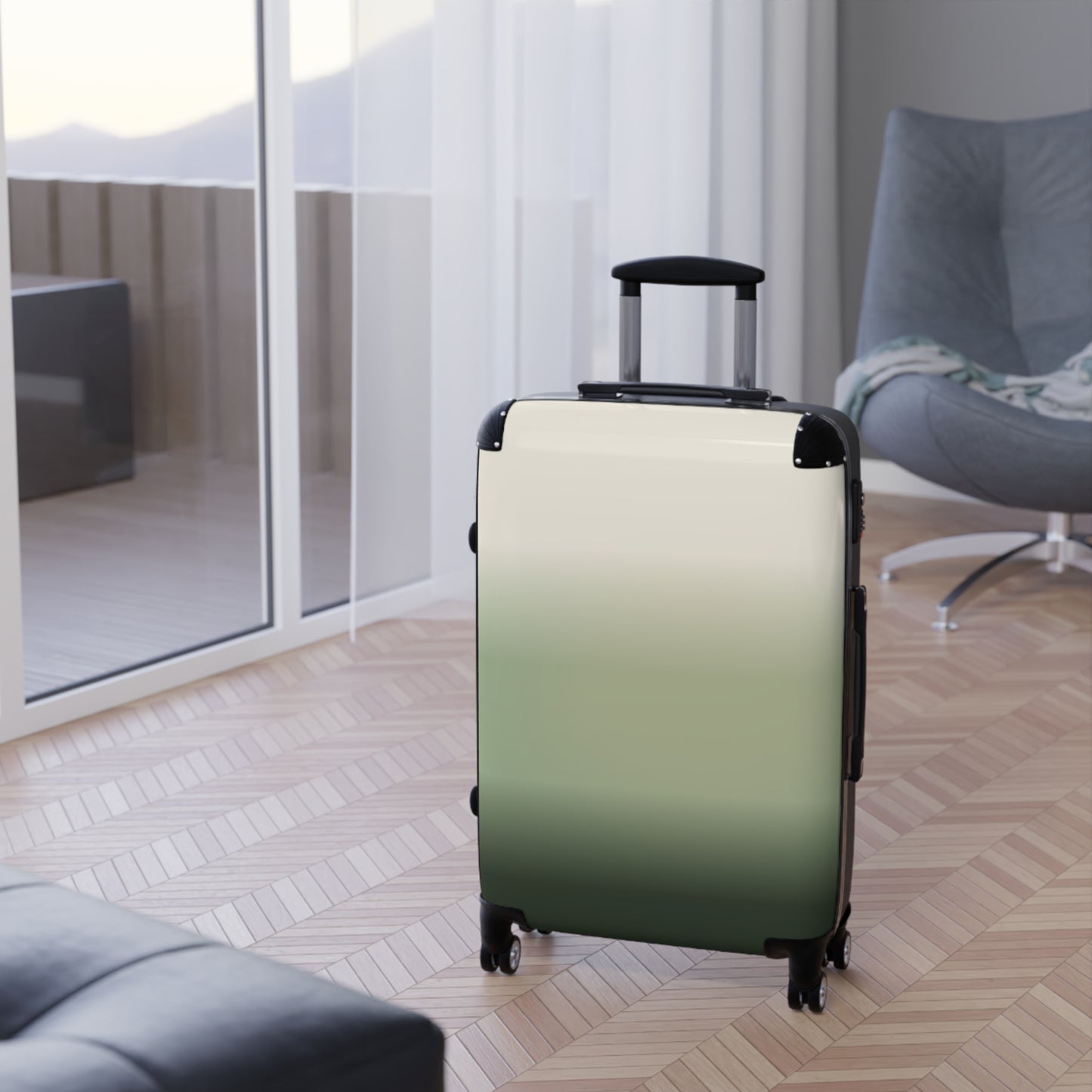 Gradient Green Carry-On Suitcase — Ombre Travel Luggage