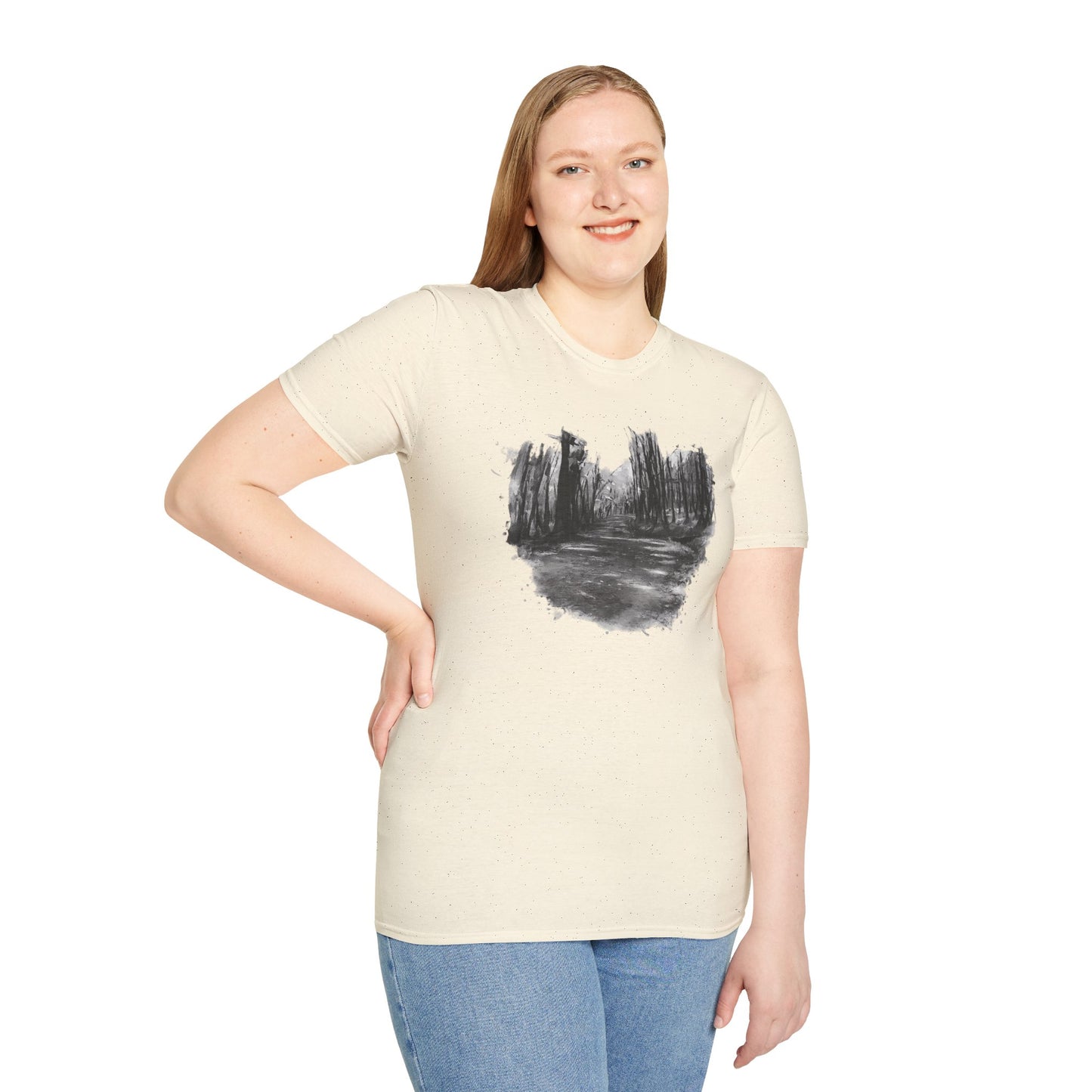 Minimalist Nature-Inspired Unisex Softstyle T-Shirt, Casual Wear, Everyday Style, Gift for Nature Lovers, Eco-Friendly Fashion