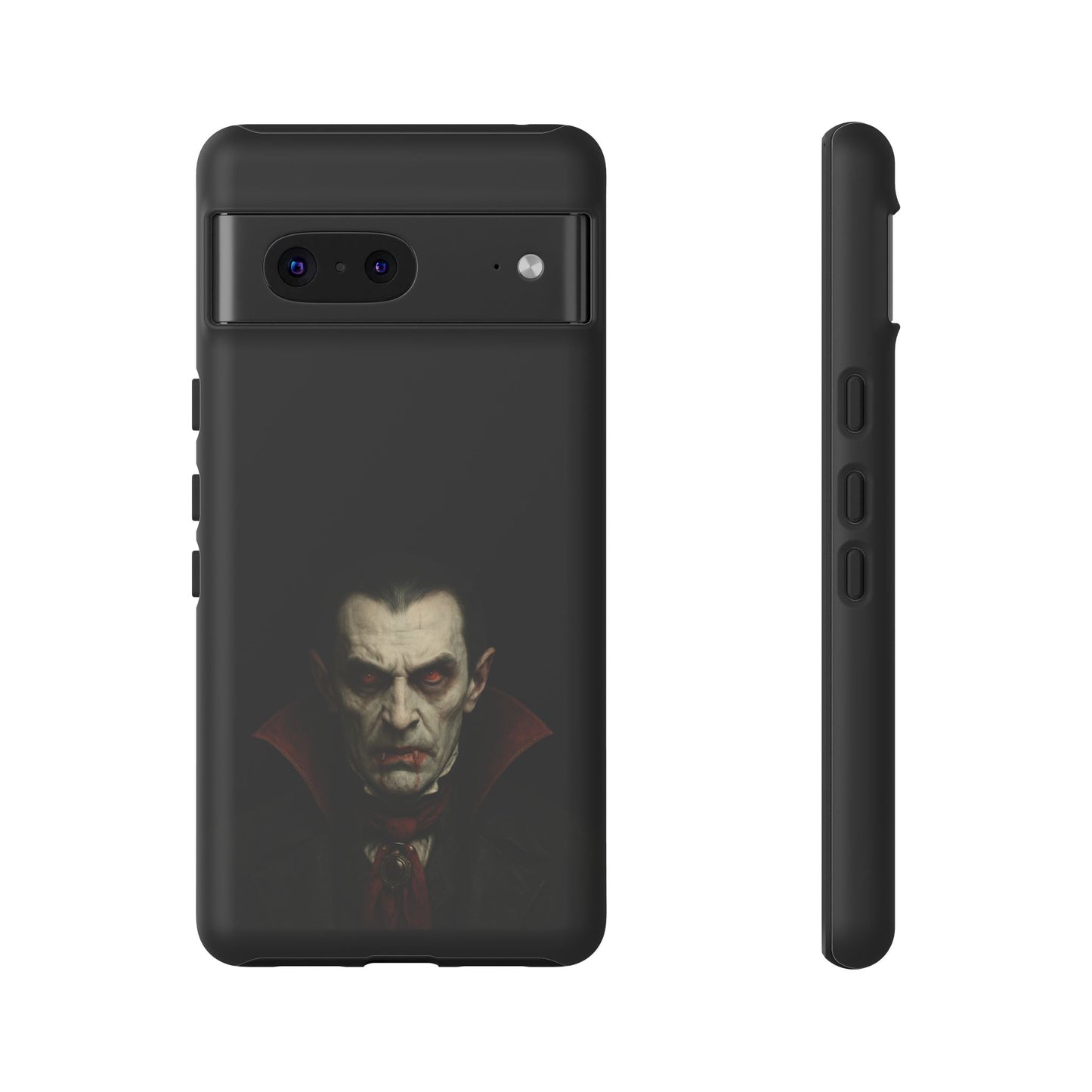 Gothic vampire portrait phone case for iPhone featuring a Dracula-inspired horror design by Printify.