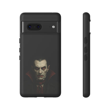 Gothic vampire portrait phone case for iPhone featuring a Dracula-inspired horror design by Printify.