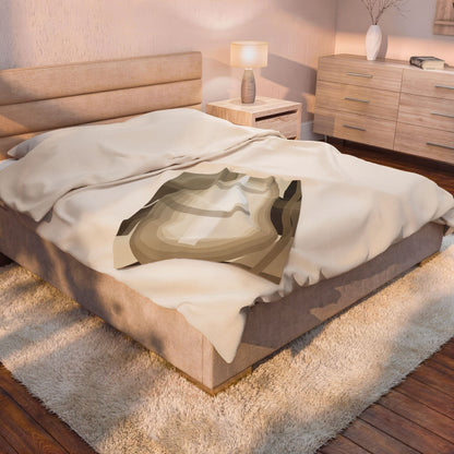 Abstract Neutral Shapes Velveteen Plush Blanket | Modern Minimalist Art