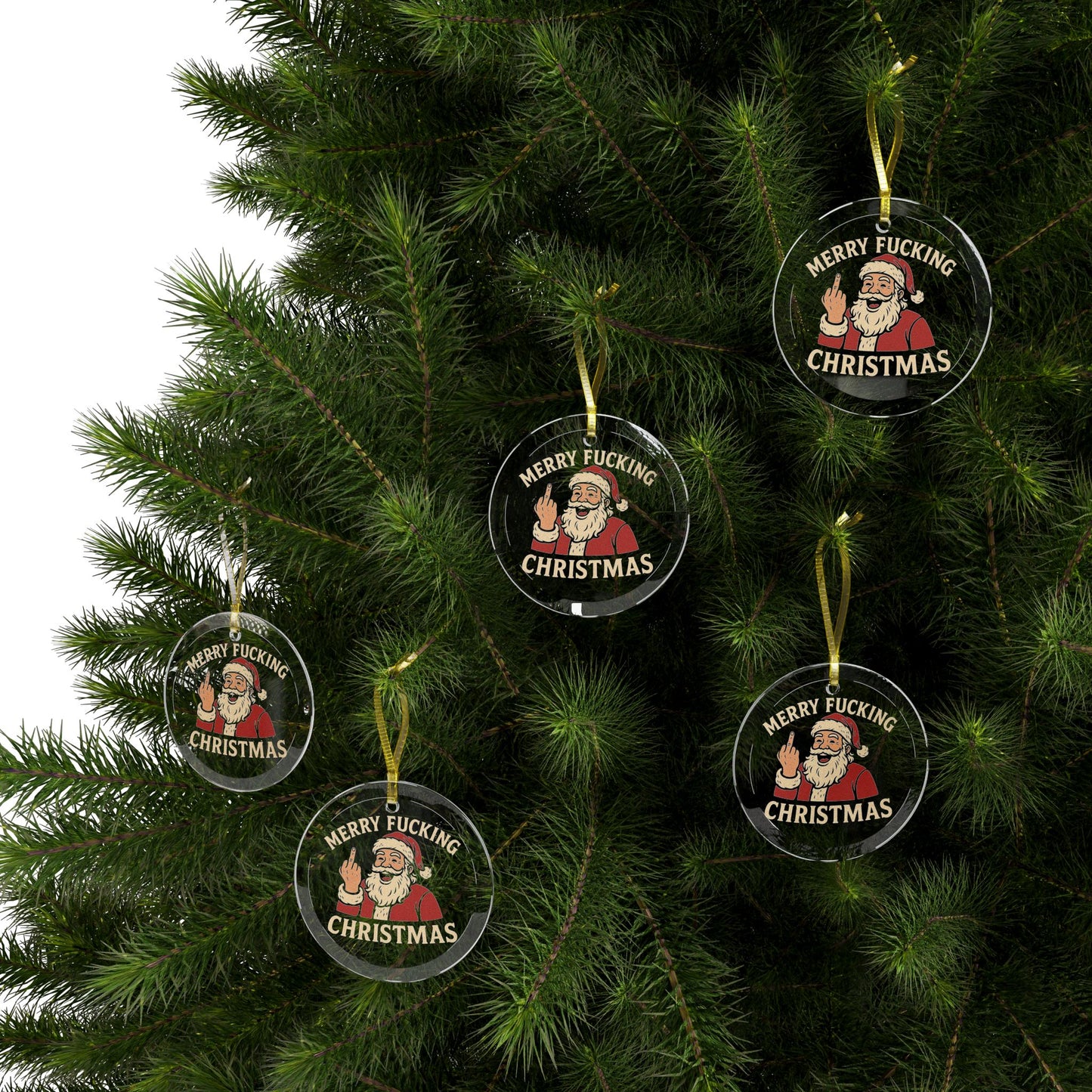 Sarcastic Glass Ornaments, Funny Christmas Decor, Swearing Holiday Baubles, Inappropriate Xmas Ornaments, Mature Ornaments for Tree - TRV