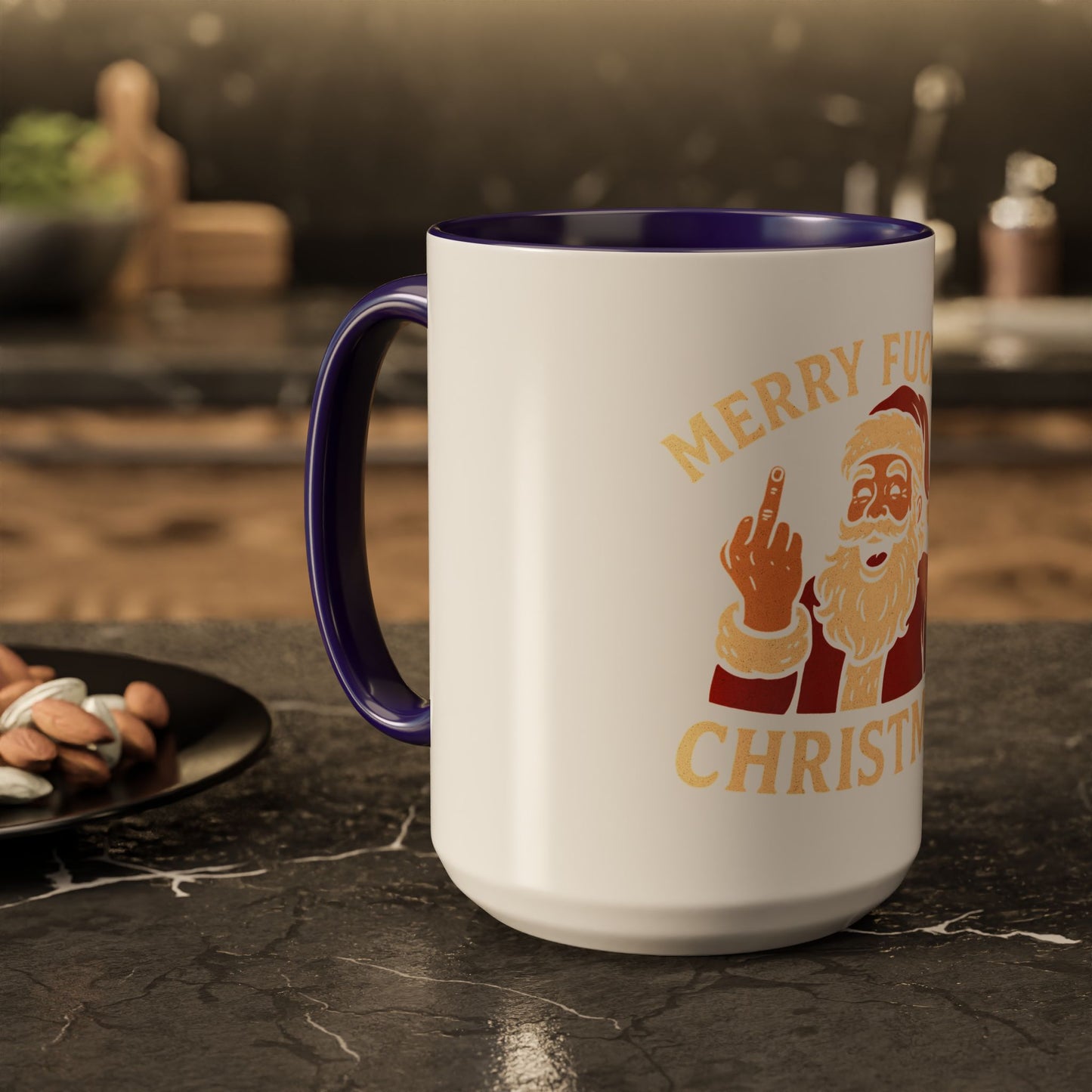Merry Fucking Christmas Mug — Funny Santa Middle Finger Coffee Cup (11oz & 15oz)