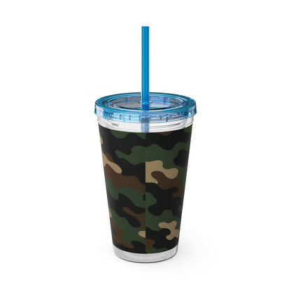 Stylish Camo Tumbler, 16oz Cup with Straw, Perfect for Outdoor Adventures, Gifts for Him, Travel Mug, Eco-friendly Drinkware, Camping - TRV
