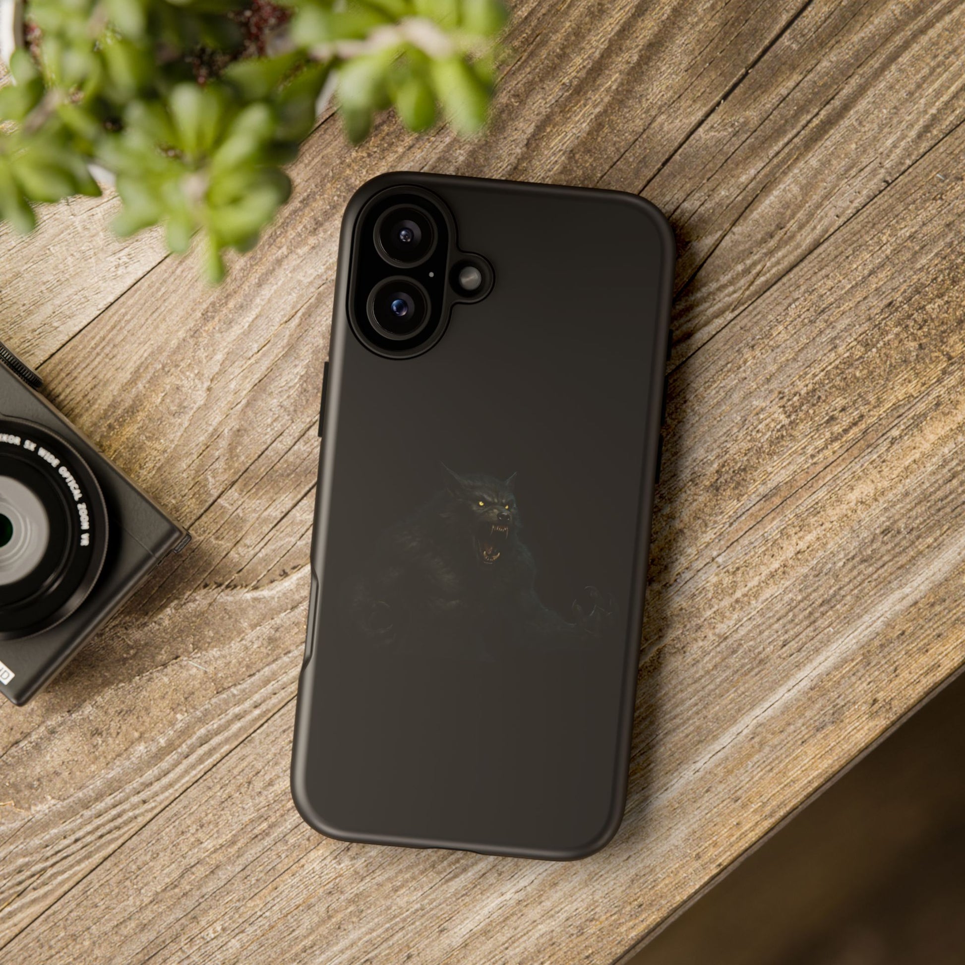 Werewolf phone case with dark monster graphic, tough protective design for smartphones, by Printify.