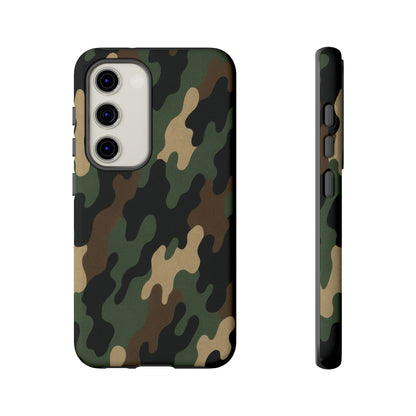 Camouflage tough phone case by Printify with rugged camo design, protective cover for mobile phones