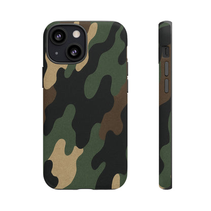 Military green camo tough phone case by Printify, rugged protective cover for smartphones with military-inspired design.