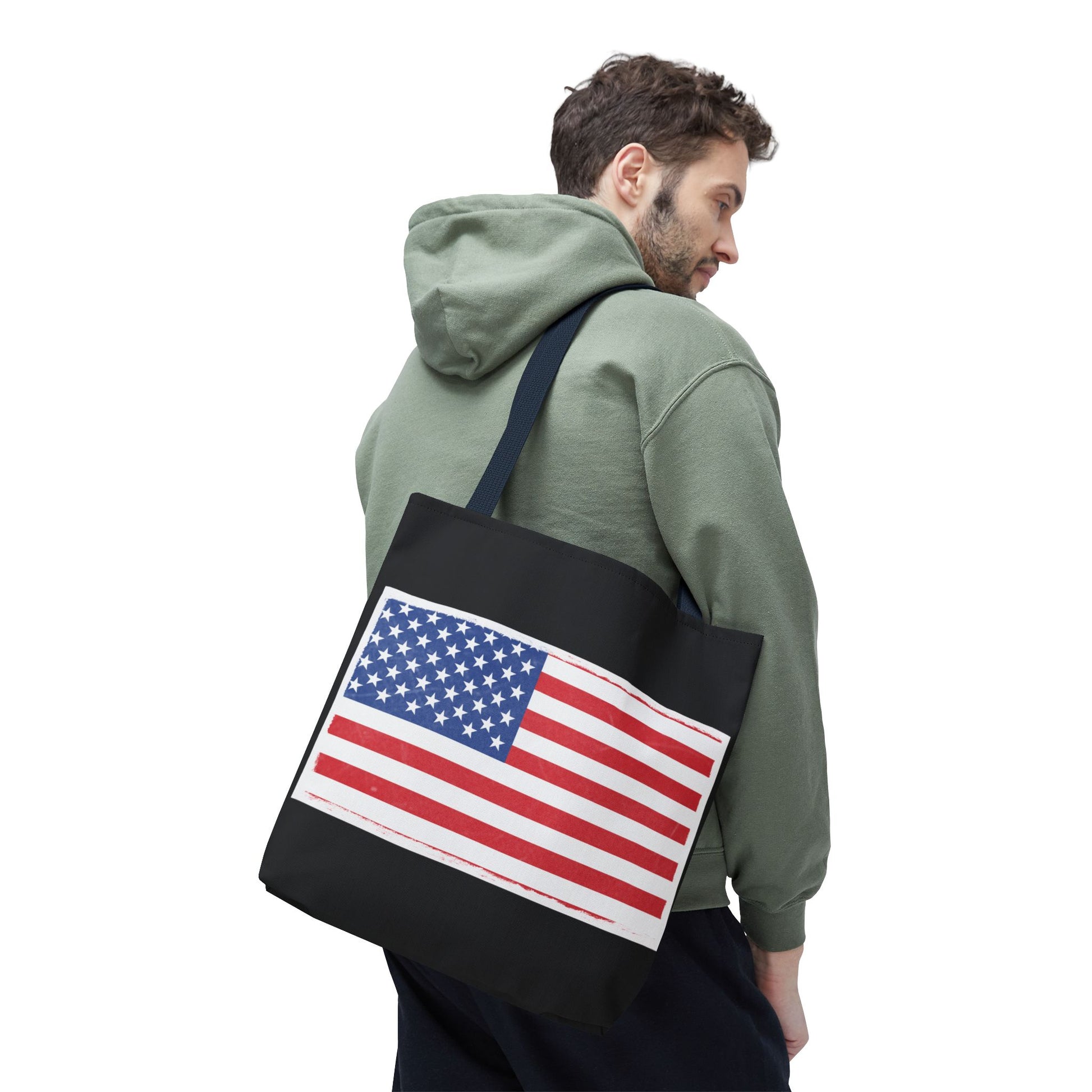 Patriotic Tote Bag, American Flag Carryall, Beach Bag, Reusable Shopping Tote, Independence Day Gift - TRV