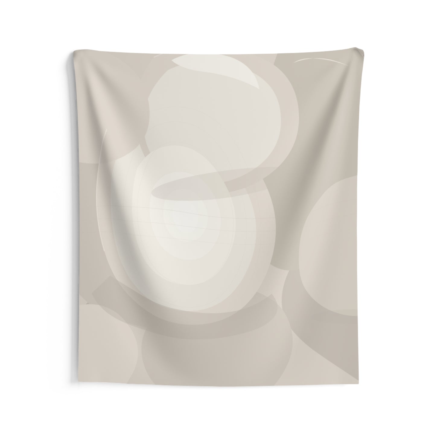 Neutral abstract circles indoor wall tapestry featuring minimalist beige geometric art, perfect for modern interior decor.