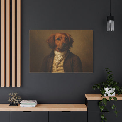 Printify Regal Dog Portrait on matte canvas, featuring detailed pet artwork suitable for home decor.
