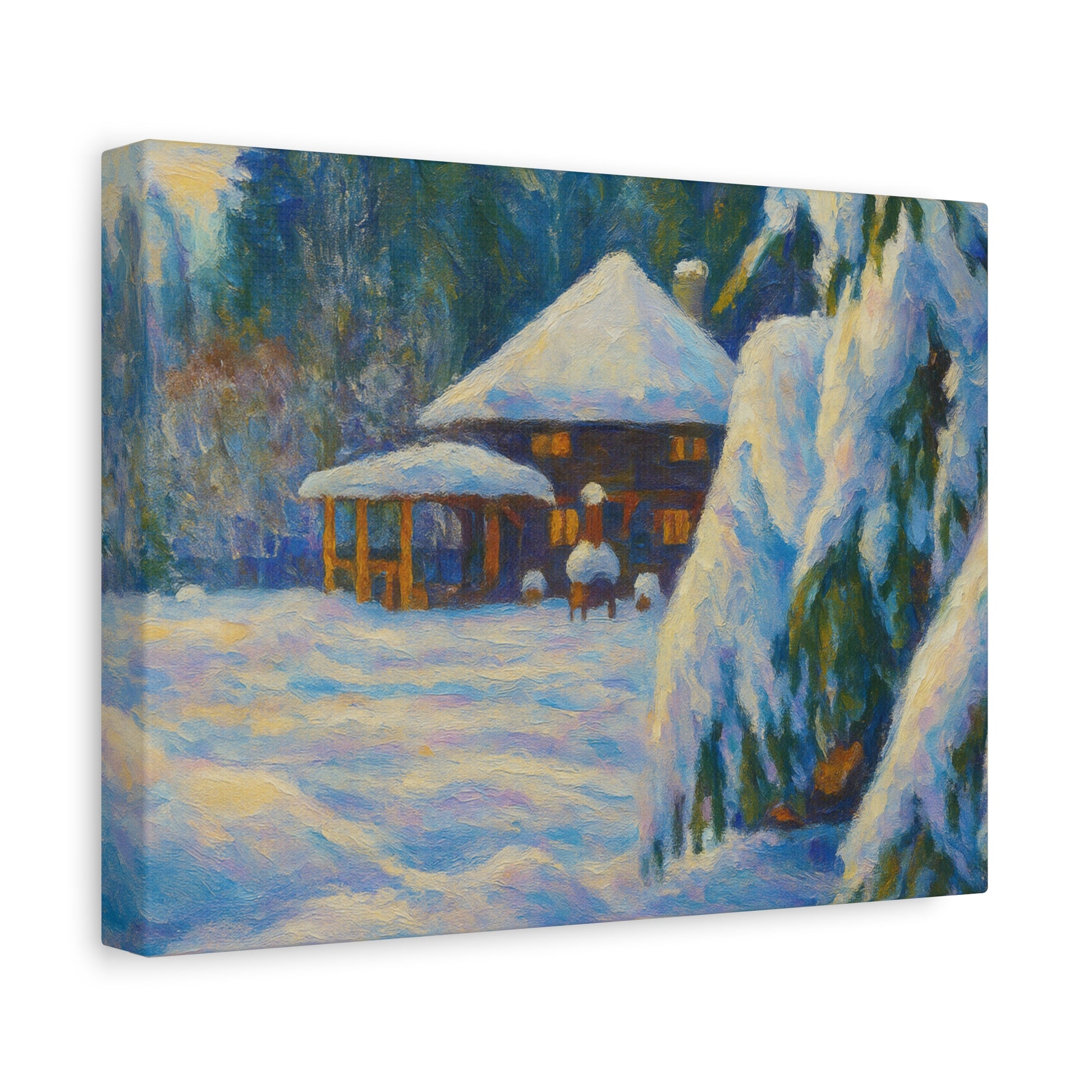Winter Landscape Canvas Wall Art, Cozy Home Decor, Christmas Gift, Seasonal Artwork, Impressionist Style - TRV