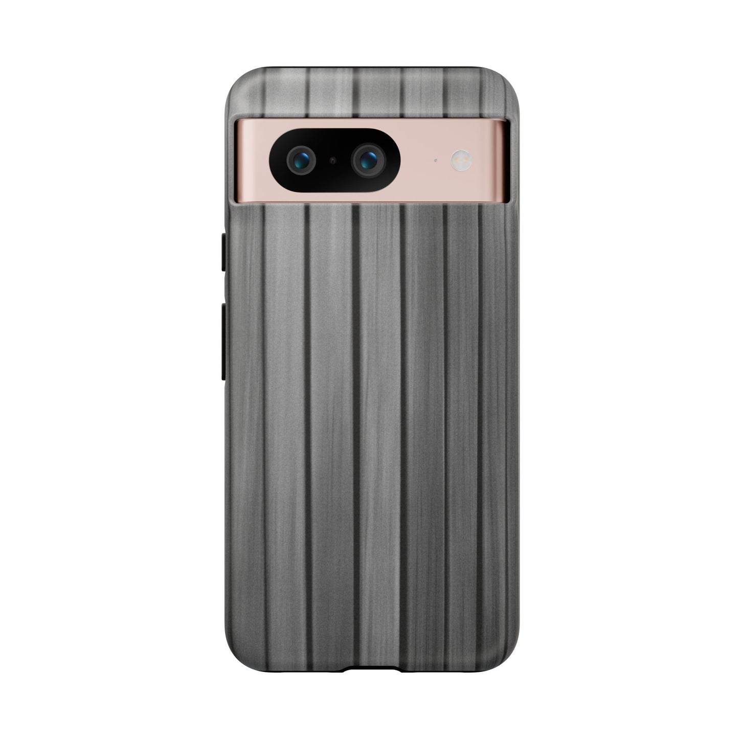 Ribbed metal texture phone case for iPhone, durable and protective, designed by Printify with a tough, stylish finish.
