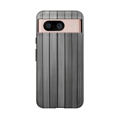 Ribbed metal texture phone case for iPhone, durable and protective, designed by Printify with a tough, stylish finish.
