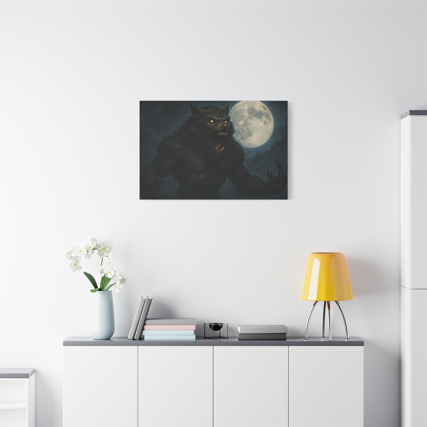 Werewolf Moon Canvas Art | Dark Fantasy Decor for Halloween, Gothic Home, Werewolf Lover Gift, Unique Wall Art, Spooky Decor - TRV