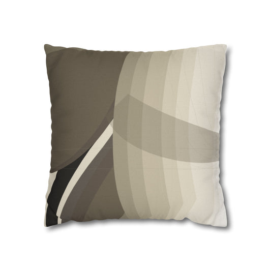 Square pillowcase with abstract neutral leaf artwork, ideal for home decor, by Printify.