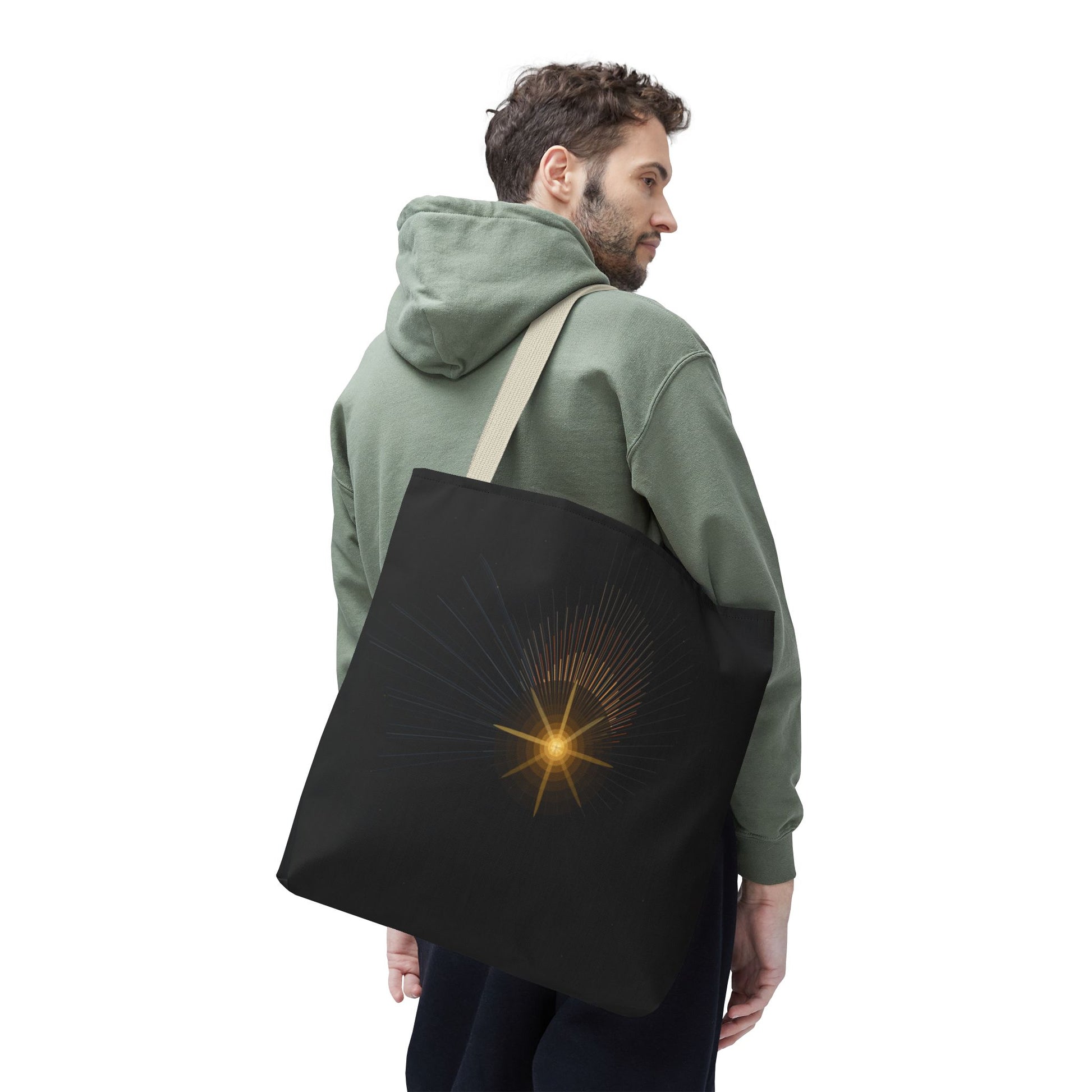 Radiant Starburst Tote Bag | Golden Light Celestial Design - TRV