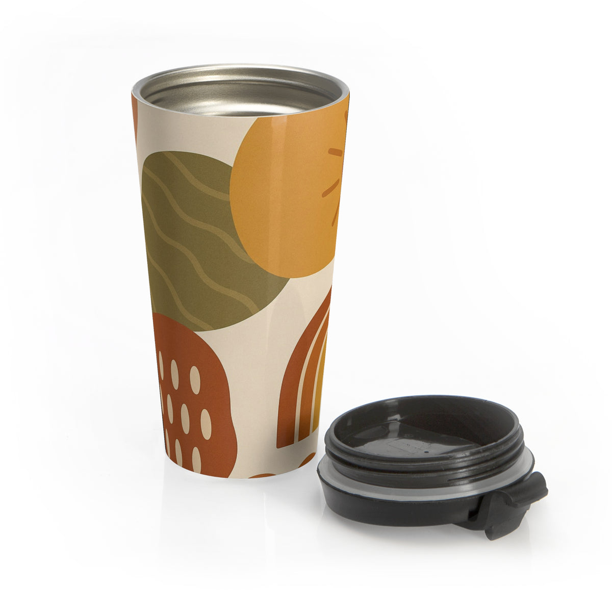 Abstract earth tone 15oz insulated stainless steel travel mug