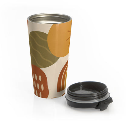 Abstract earth tone 15oz insulated stainless steel travel mug