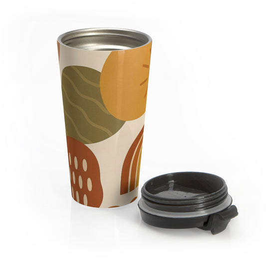 Abstract earth tone 15oz insulated stainless steel travel mug