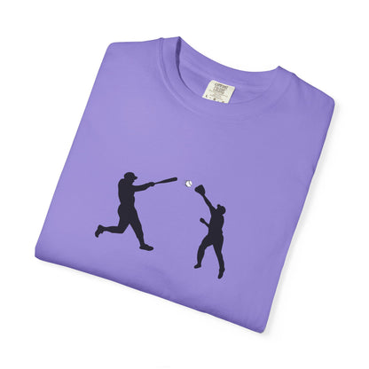 Minimal baseball player silhouette T-shirt by Printify, featuring a simple graphic design on a casual cotton tee.