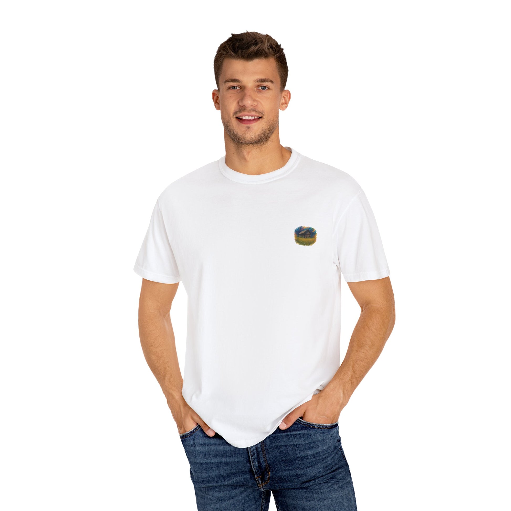 Rustic Landscape T-shirt | Relaxed Fit Tee, Casual Wear, Nature Lover Gift, Summer Outing Top, Eco-Friendly Apparel - TRV