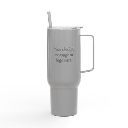 Custom engraved 40oz insulated tumbler with handle, lid and straw - view 17