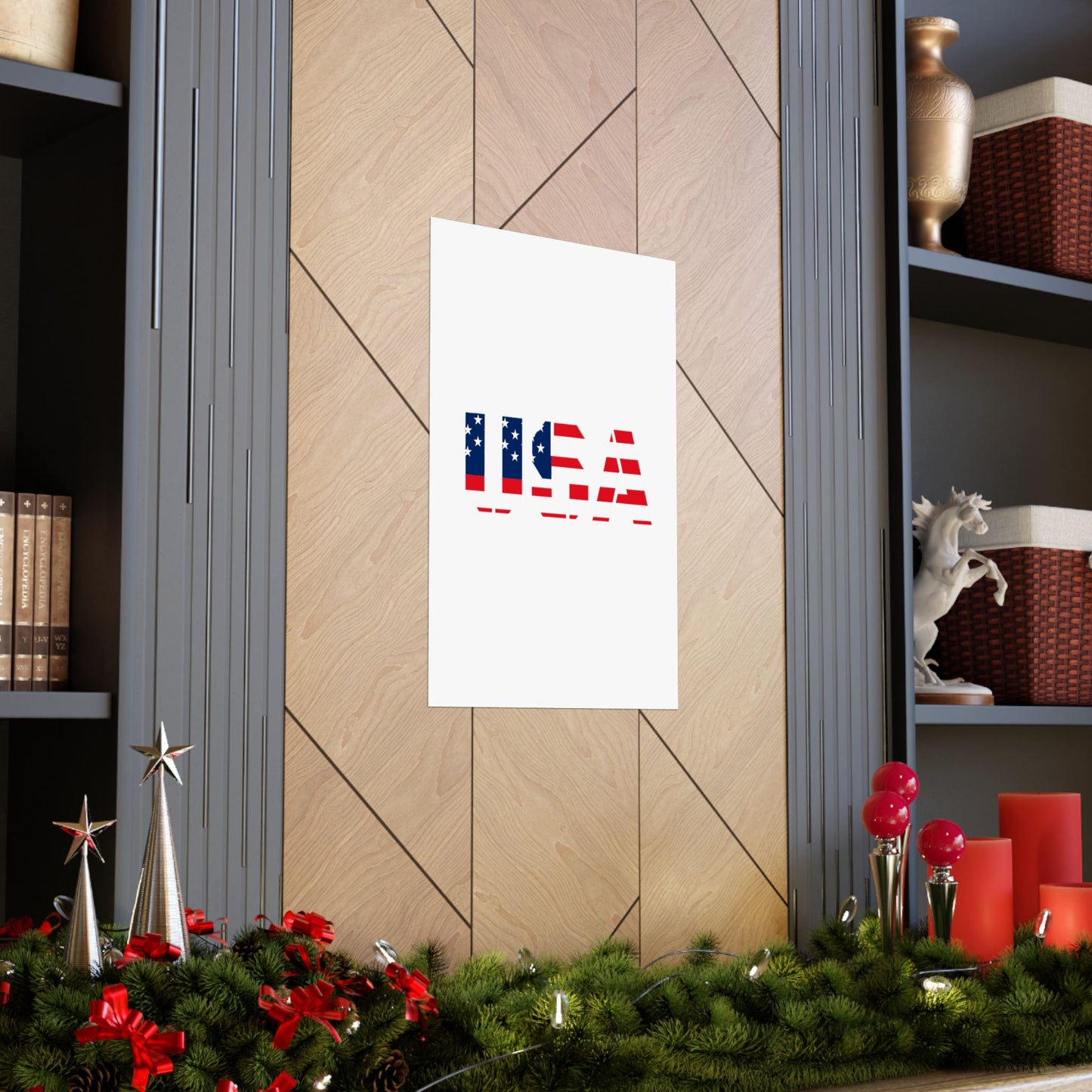 USA Patriotic Wall Art Poster, Red White Blue Home Decor, Fourth of July Decoration, American Flag Art, Independence Day Gift