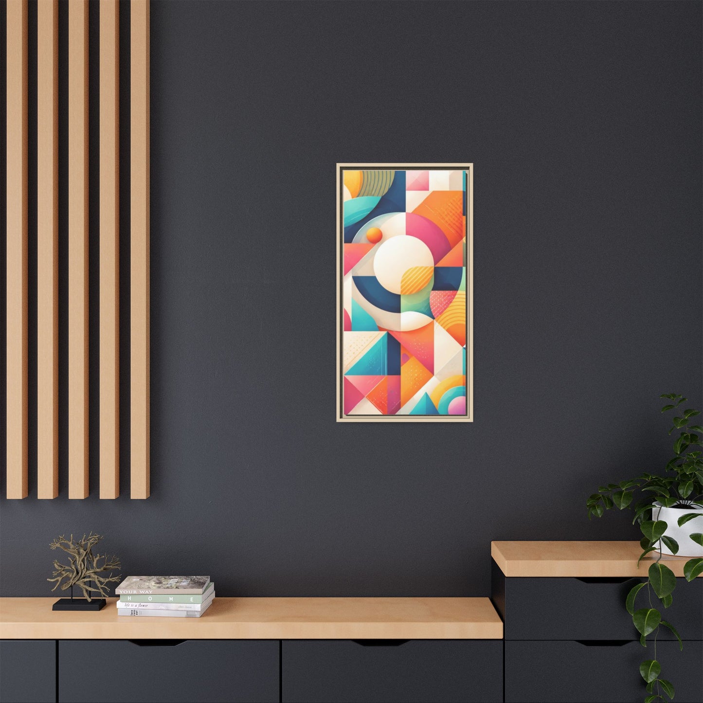 Colorful Geometric Abstract Art Matte Canvas Framed