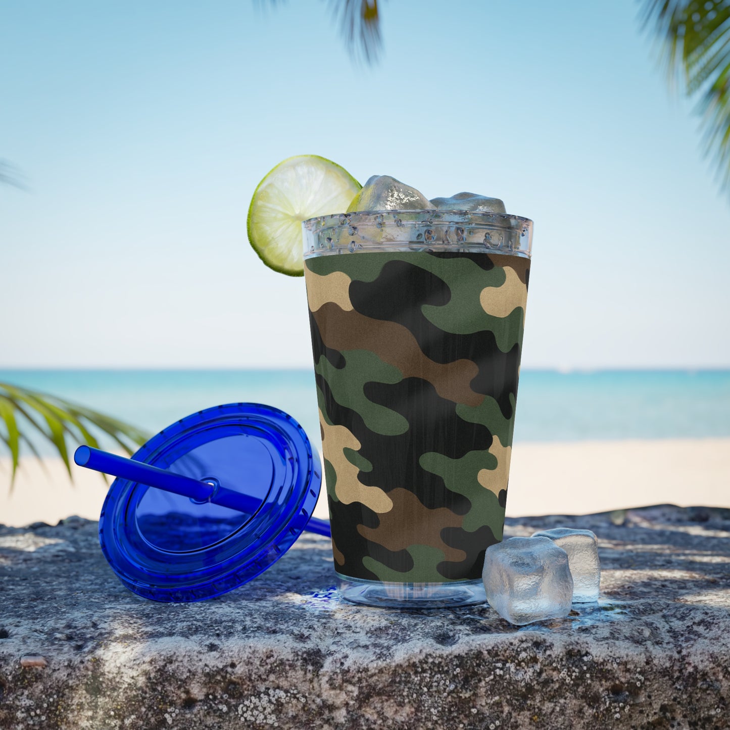 Stylish Camo Tumbler, 16oz Cup with Straw, Perfect for Outdoor Adventures, Gifts for Him, Travel Mug, Eco-friendly Drinkware, Camping