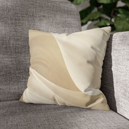 Beige Abstract Wave Pillowcase | Faux Suede Square Pillow Cover