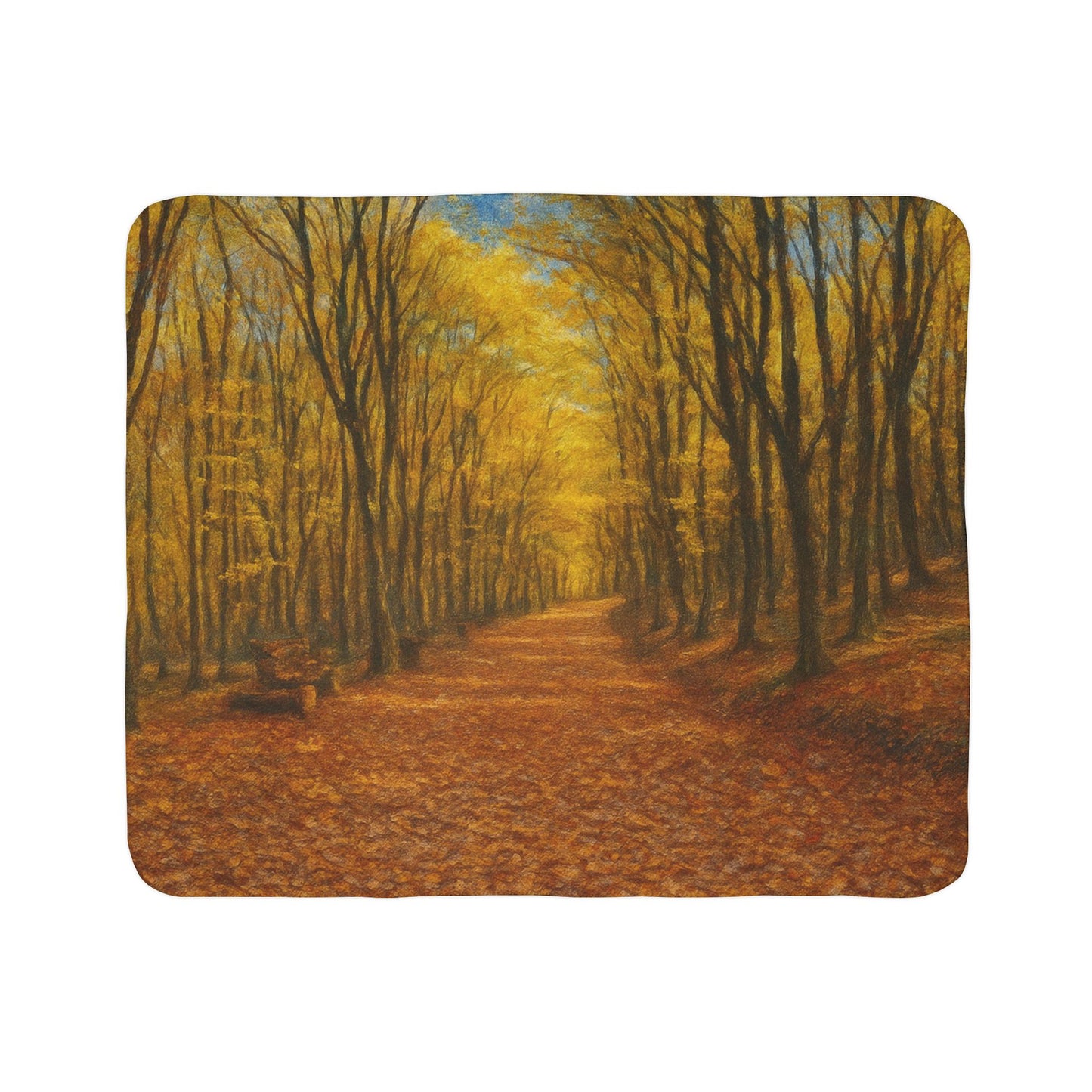 Printify autumn fleece sherpa blanket featuring a cozy fall design, perfect for staying warm and adding seasonal decor.