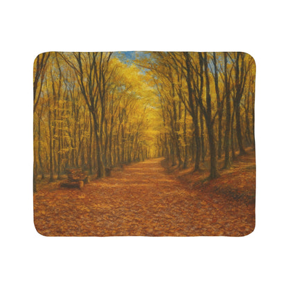 Printify autumn fleece sherpa blanket featuring a cozy fall design, perfect for staying warm and adding seasonal decor.